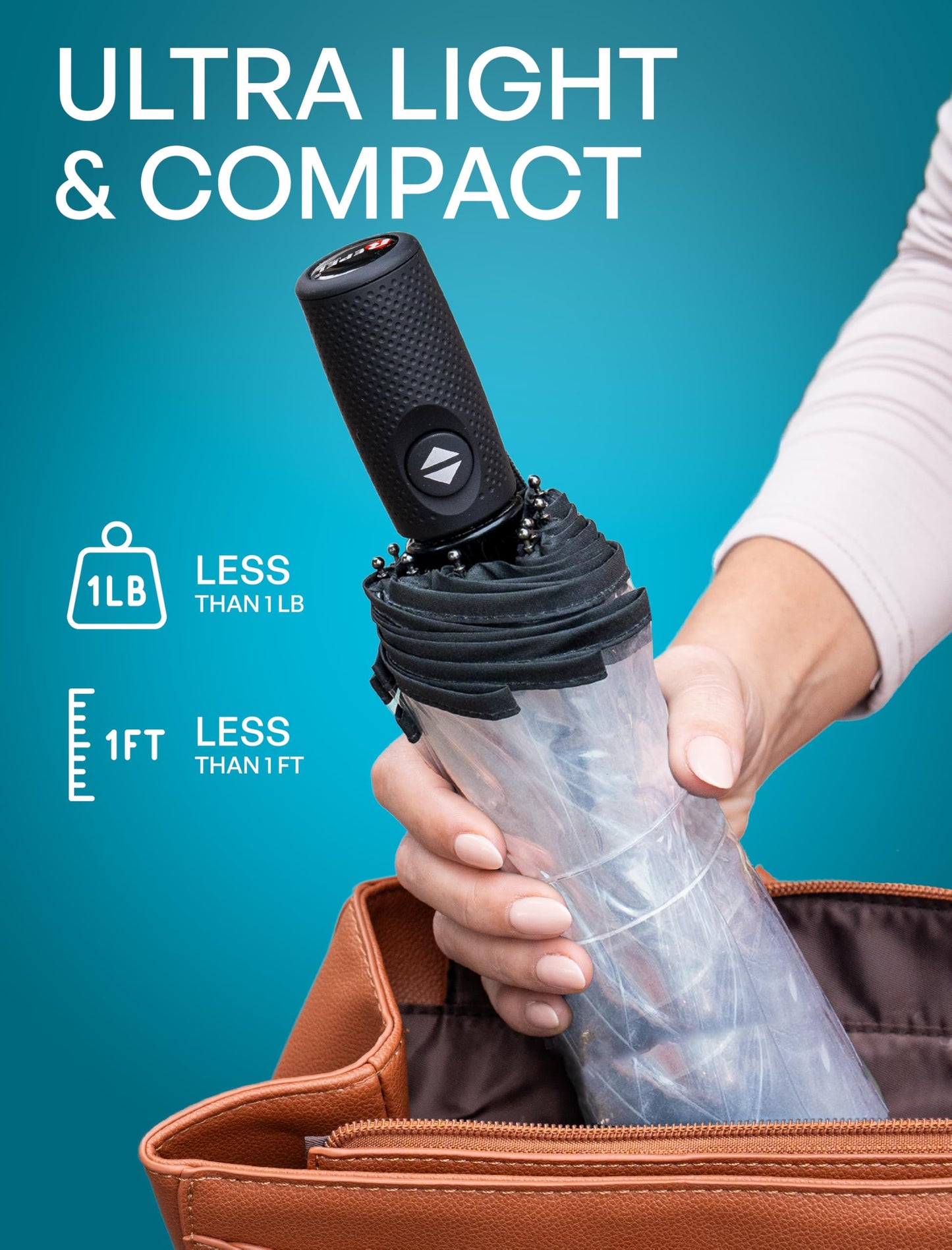 Repel Windproof Travel Umbrella - Compact & Withstands Winds up to 100MPH, Strongest Premium Auto Folding Umbrella for Rain and Sun - Durable, Light & Portable for Women & Men, Fits Backpack & Cars
