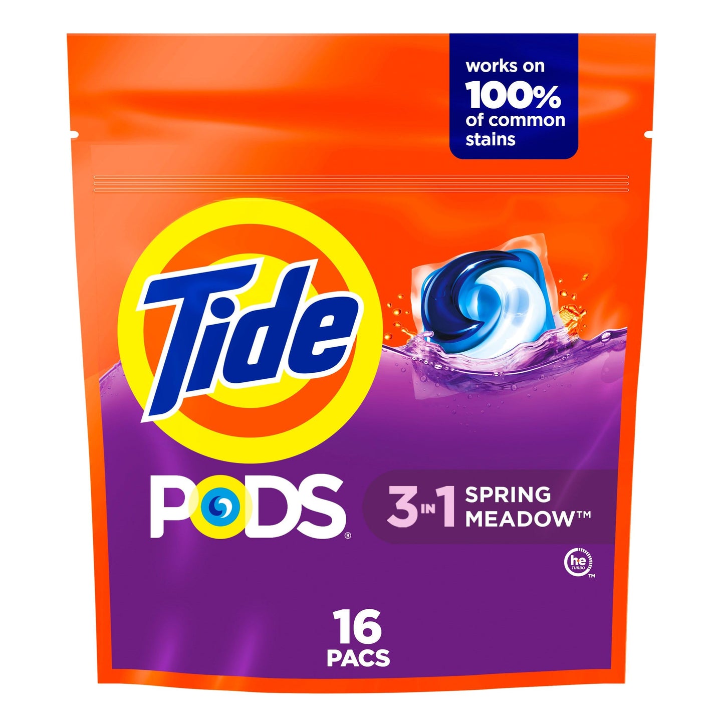 Tide PODS laundry detergent pacs, 3-in-1 Stain Remover, Odor Fighter, Color ProteCountor, 76 Count, HE compatible, Spring Meadow Scent