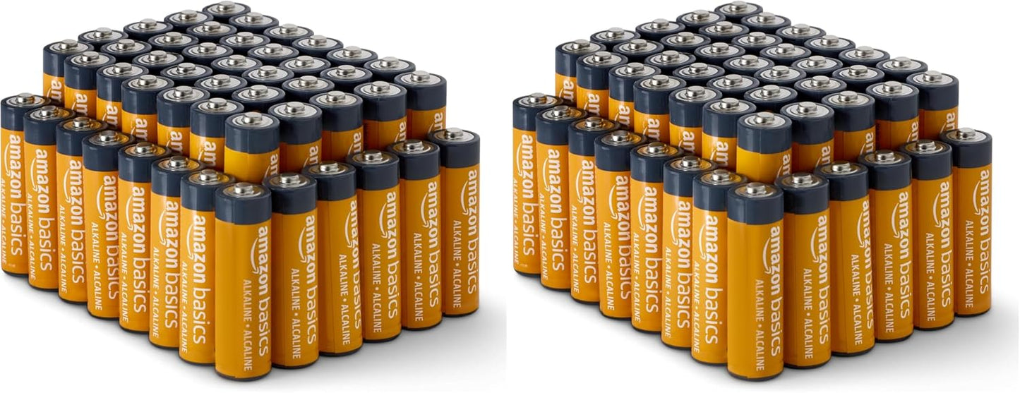 Amazon Basics 48 Pack AA High-Performance Alkaline Batteries, 10-Year Shelf Life, Easy to Open Value Pack