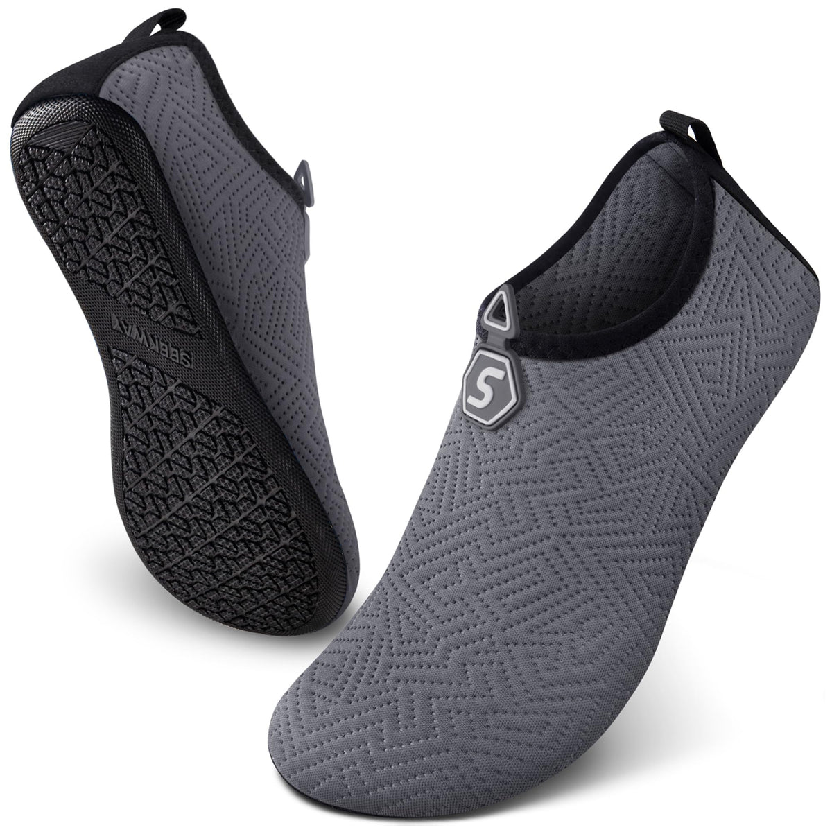 SEEKWAY Water Shoes Quick-Dry Aqua Socks Barefoot Slip-on for Beach Pool Swim River Yoga Lake Surf Women Men Black SK001