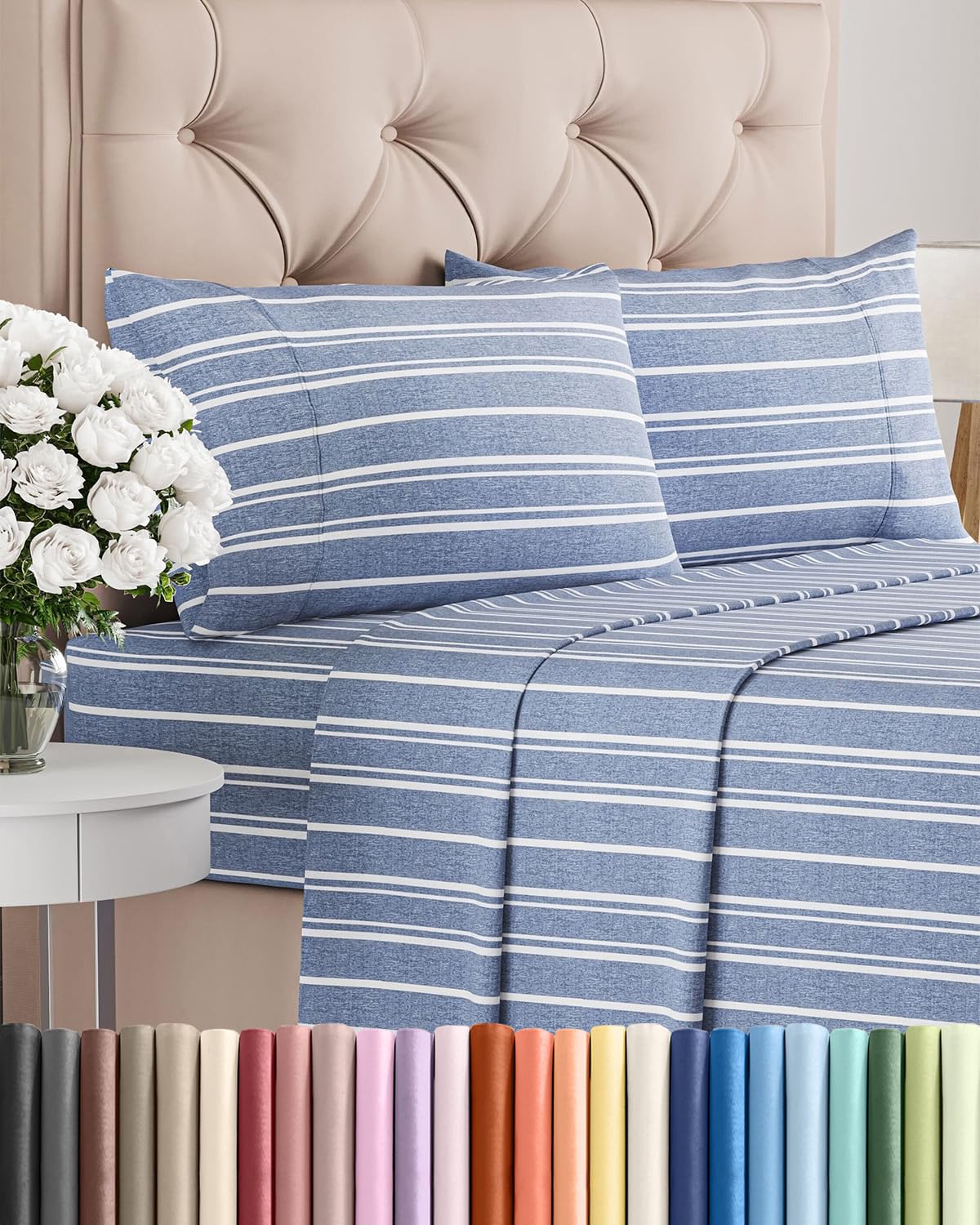 Queen Size 4 Piece Sheet Set - Comfy Breathable & Cooling Sheets - White