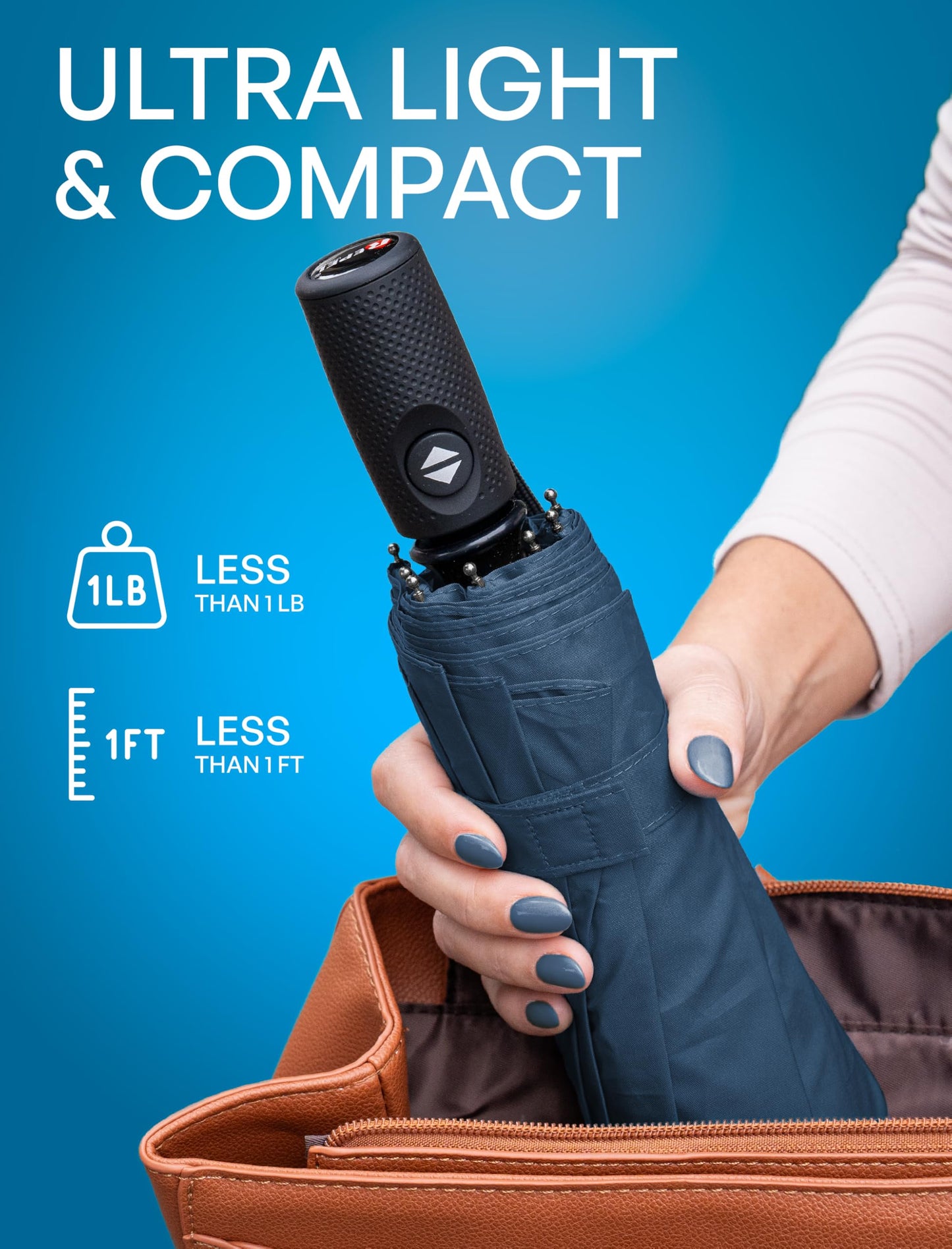 Repel Windproof Travel Umbrella - Compact & Withstands Winds up to 100MPH, Strongest Premium Auto Folding Umbrella for Rain and Sun - Durable, Light & Portable for Women & Men, Fits Backpack & Cars