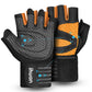 ihuan Ventilated Weight Lifting Gym Workout Gloves with Wrist Wrap Support for Men & Women, Full Palm Protection, for Weightlifting, Training, Fitness, Hanging, Pull ups