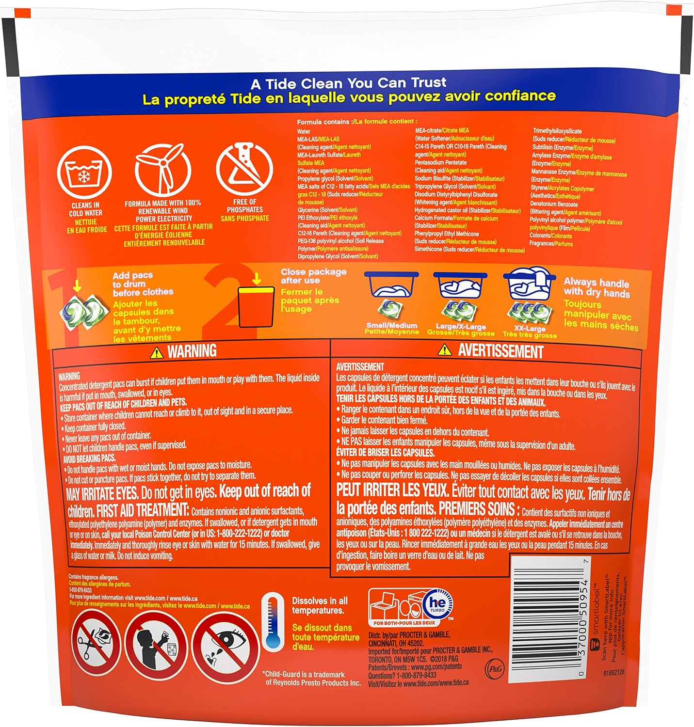 Tide PODS laundry detergent pacs, 3-in-1 Stain Remover, Odor Fighter, Color ProteCountor, 76 Count, HE compatible, Spring Meadow Scent