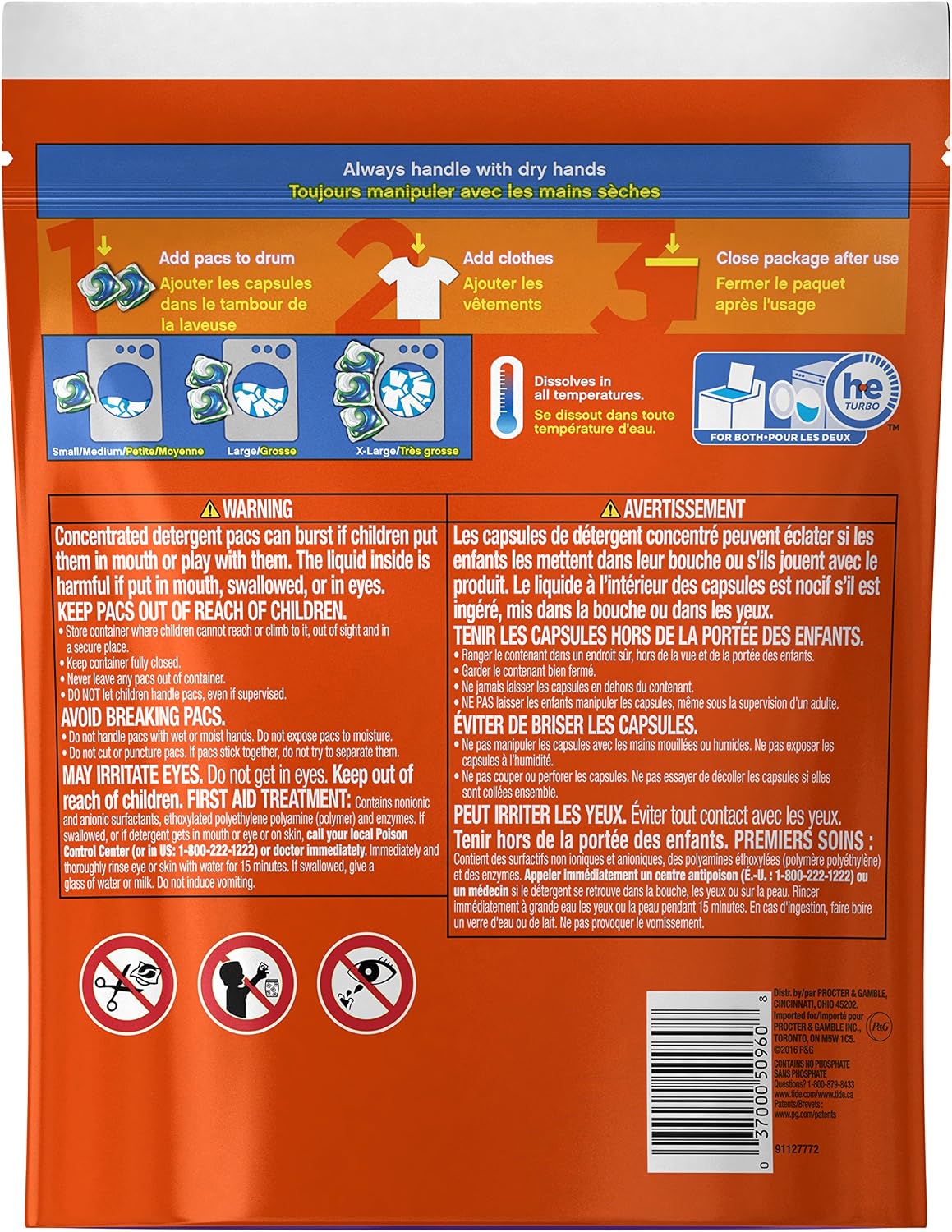 Tide PODS laundry detergent pacs, 3-in-1 Stain Remover, Odor Fighter, Color ProteCountor, 76 Count, HE compatible, Spring Meadow Scent