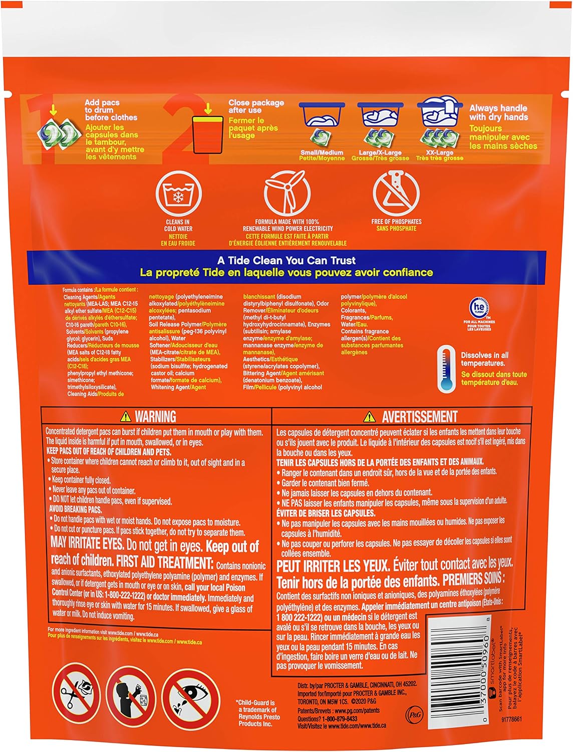 Tide PODS laundry detergent pacs, 3-in-1 Stain Remover, Odor Fighter, Color ProteCountor, 76 Count, HE compatible, Spring Meadow Scent