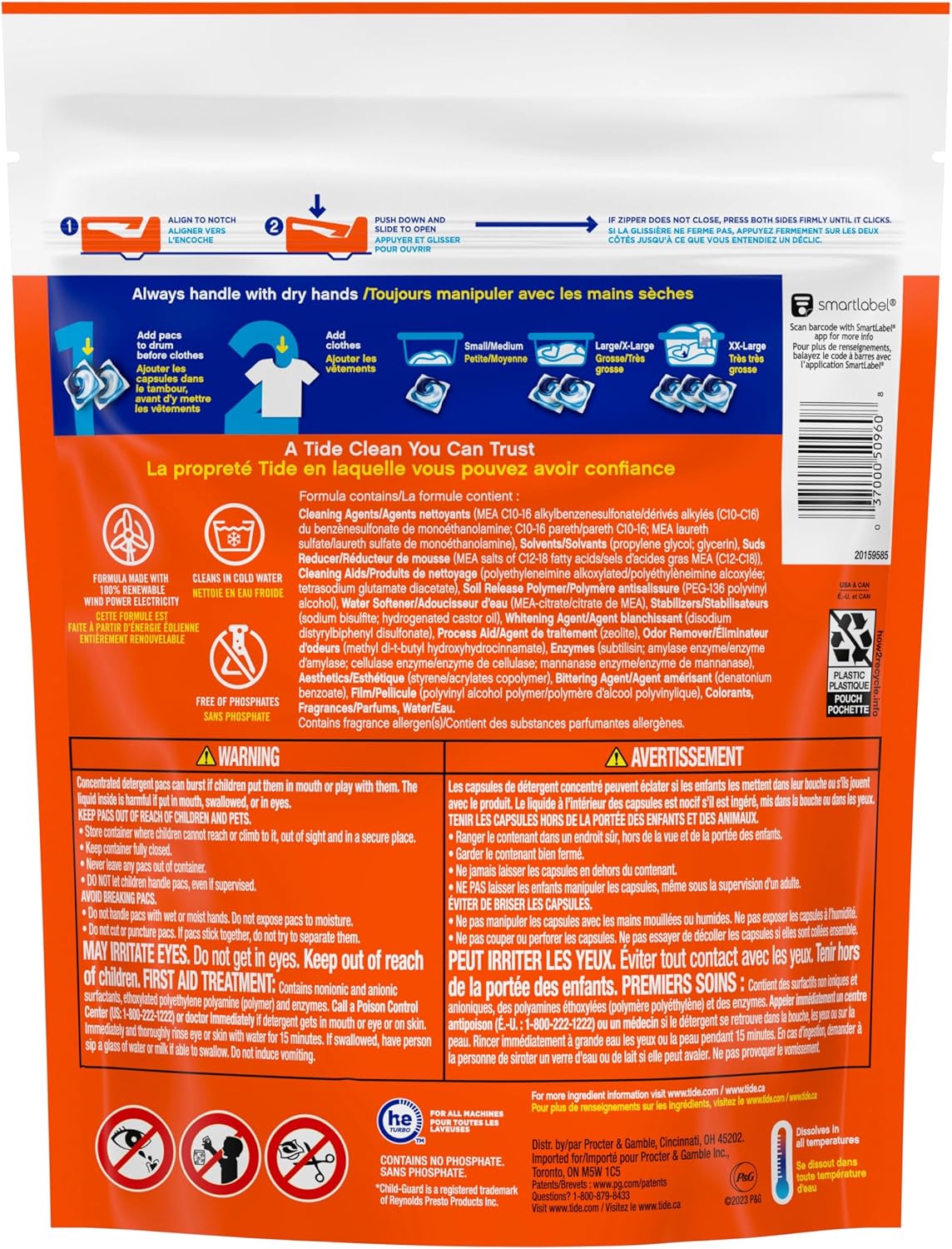 Tide PODS laundry detergent pacs, 3-in-1 Stain Remover, Odor Fighter, Color ProteCountor, 76 Count, HE compatible, Spring Meadow Scent