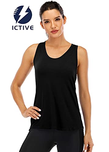 4POSE Womens Mesh Active Racerback Tank Tops Sleeveless Quick Dry Yoga Tops  Shirts Black M
