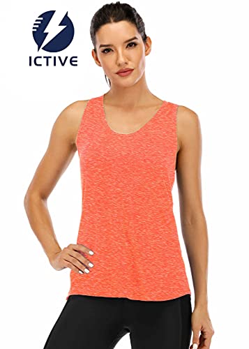 Workout Tank Tops for Women,Summer Sleeveless Basic Racerback Blouses  Athletic Yoga Tops - Orange 