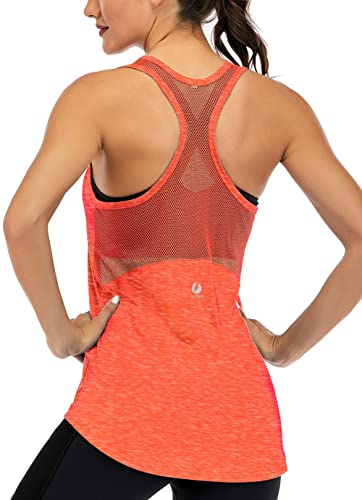  Heledok Womens Tank Tops Built in Bra Workout Racerback Athletic  Running Yoga Top Loose Fit Sports Sleeveless Shirt Orange XXL : Clothing,  Shoes & Jewelry