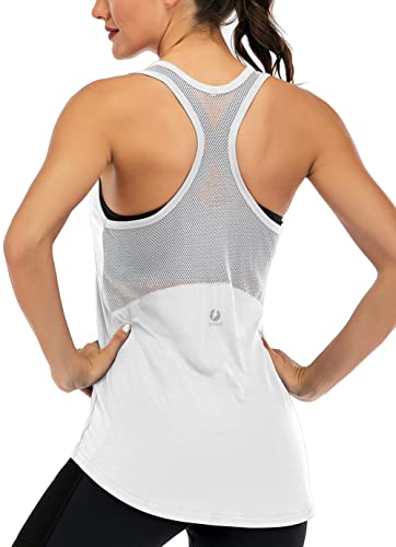Workout Tops for Women Loose fit Racerback Tank Tops for Women Mesh  Backless Muscle Tank Running Tank Tops Light Blue S 